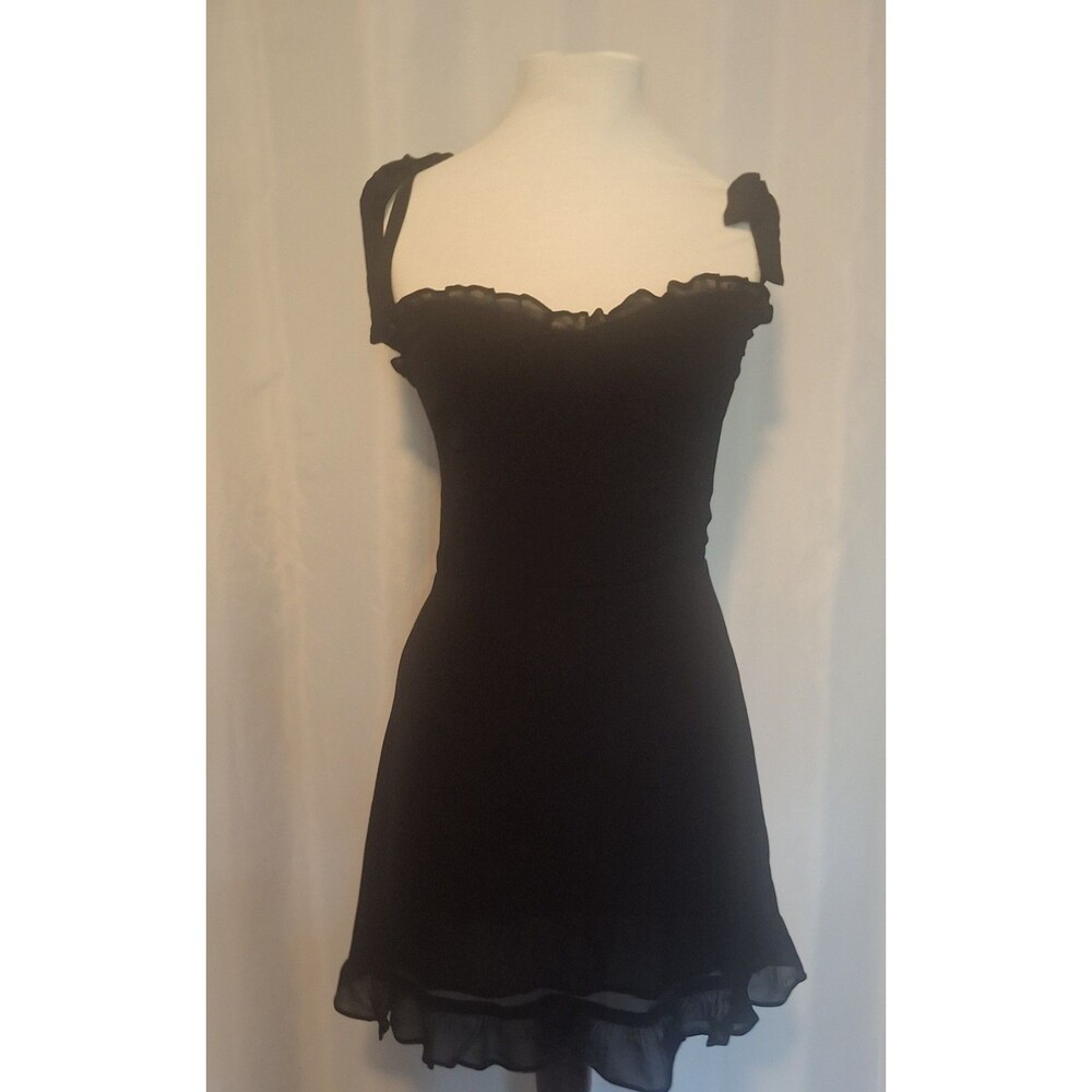 Reformation Dress Christine Mini Black Sweetheart Romantic Coquette Chic 6